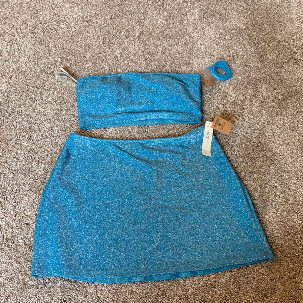 PINK Victoria's Secret Glittery Blue Bikini Set